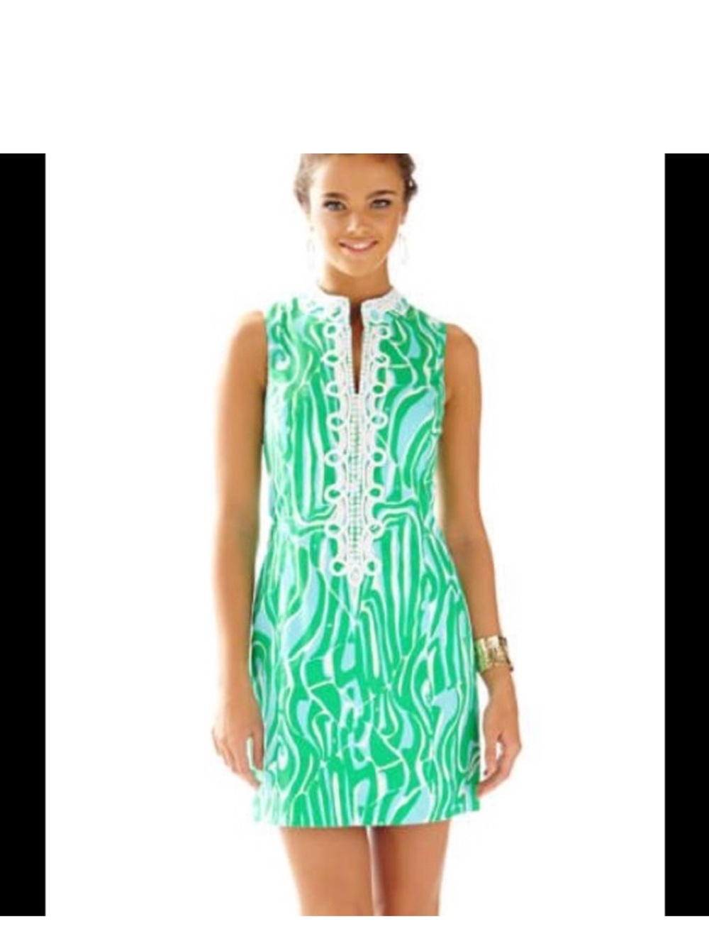 Lilly Pulitzer Green White Paisley-Print Sleeveless Shift Dress